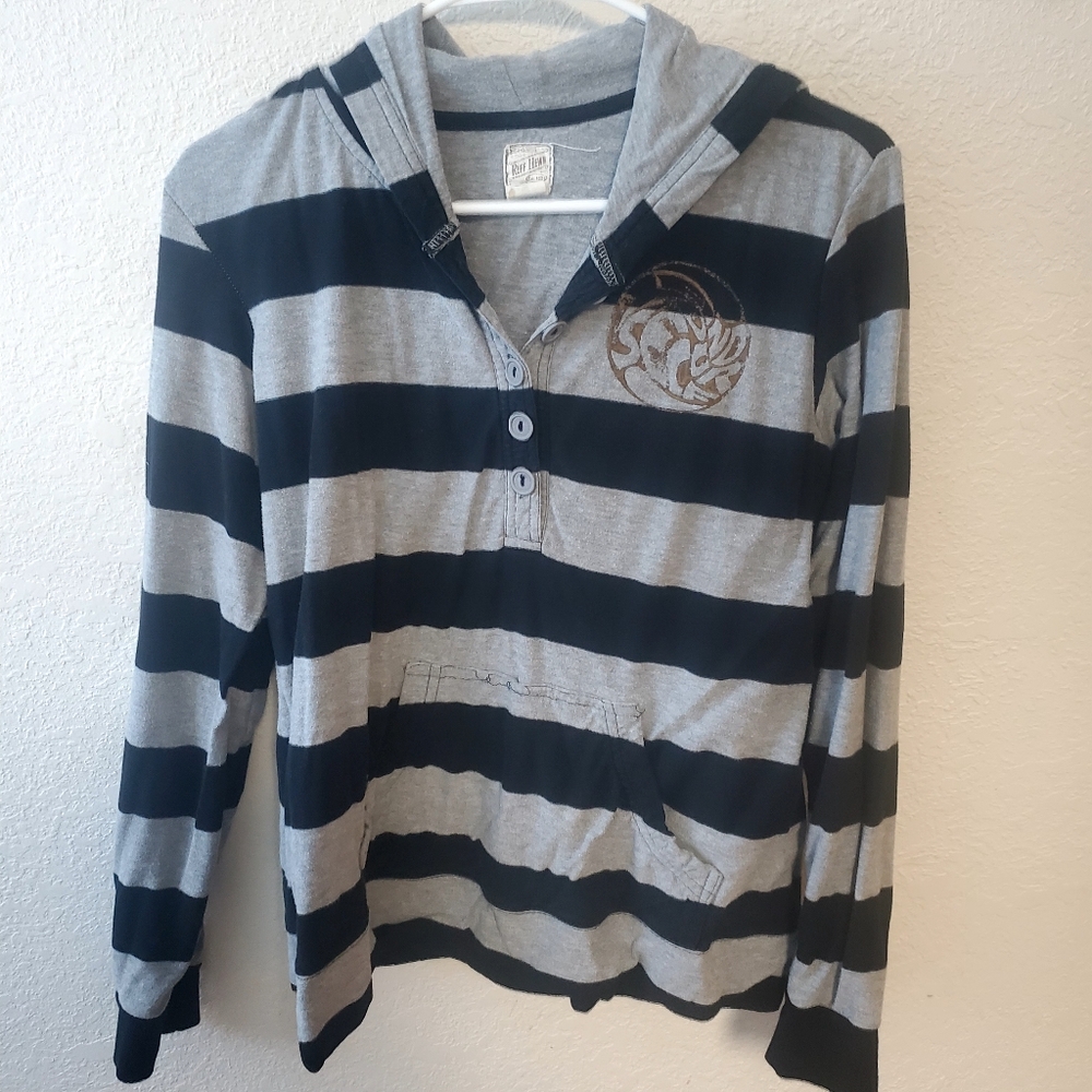 Striped Gray and Black Womens Hoodie